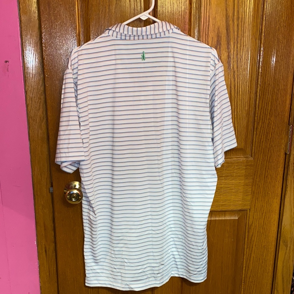 johnnie-O White and Blue Striped Polo Shirt - Picture 6 of 6